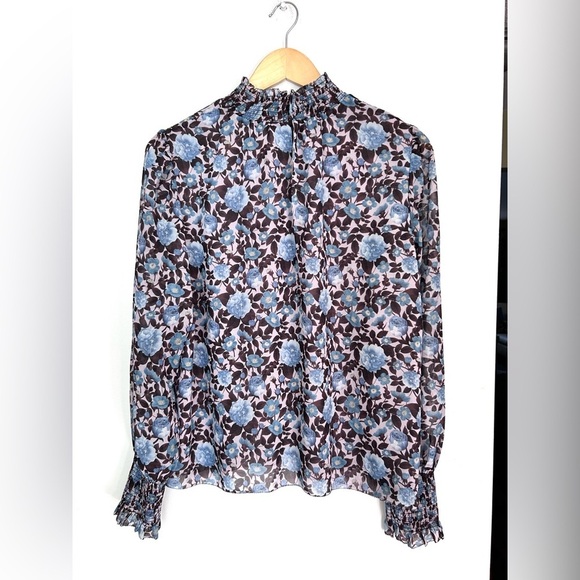 Aritzia Wilfred Valencia Blouse Floral Women's Top puff sleeves medium - Picture 4 of 9